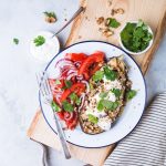 Gefüllte Aubergine mit roten Linsen