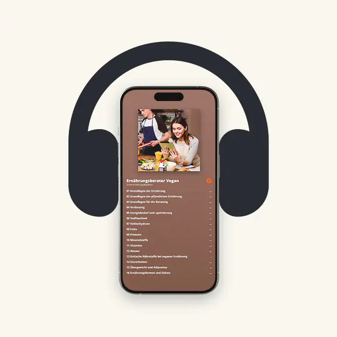 Produktbild des Audiobooks für den Fernlehrgang zum Ernährungsberater Vegan